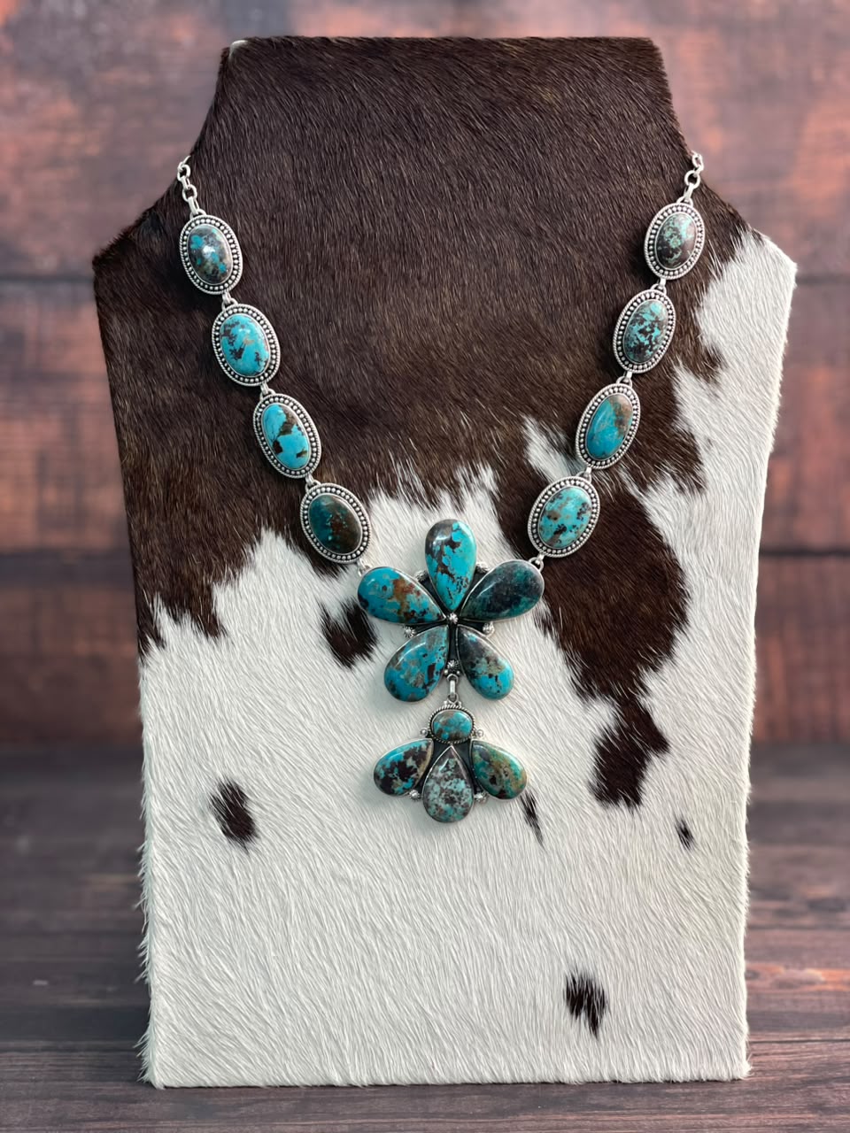 Handmade Sterling Silver Crimson Cowgirl Turquoise Collection: Necklace Signed Nizhoni