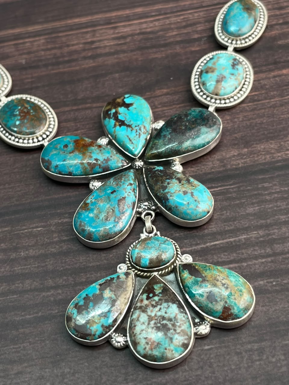 Handmade Sterling Silver Crimson Cowgirl Turquoise Collection: Necklace Signed Nizhoni