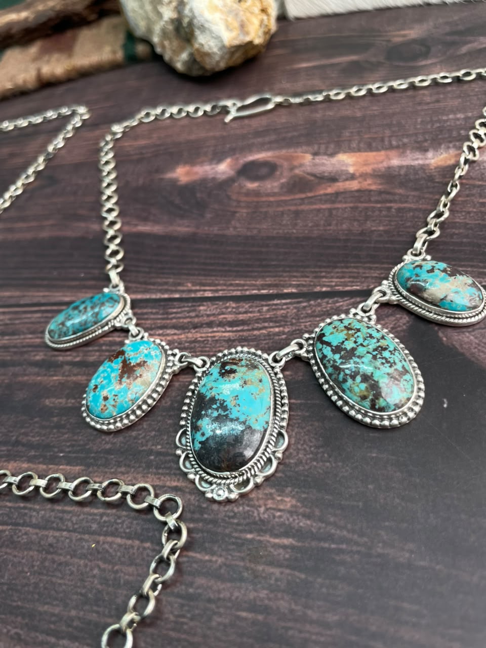Handmade Sterling Silver Crimson Cowgirl Turquoise Collection: Choker Necklace Signed Nizhoni