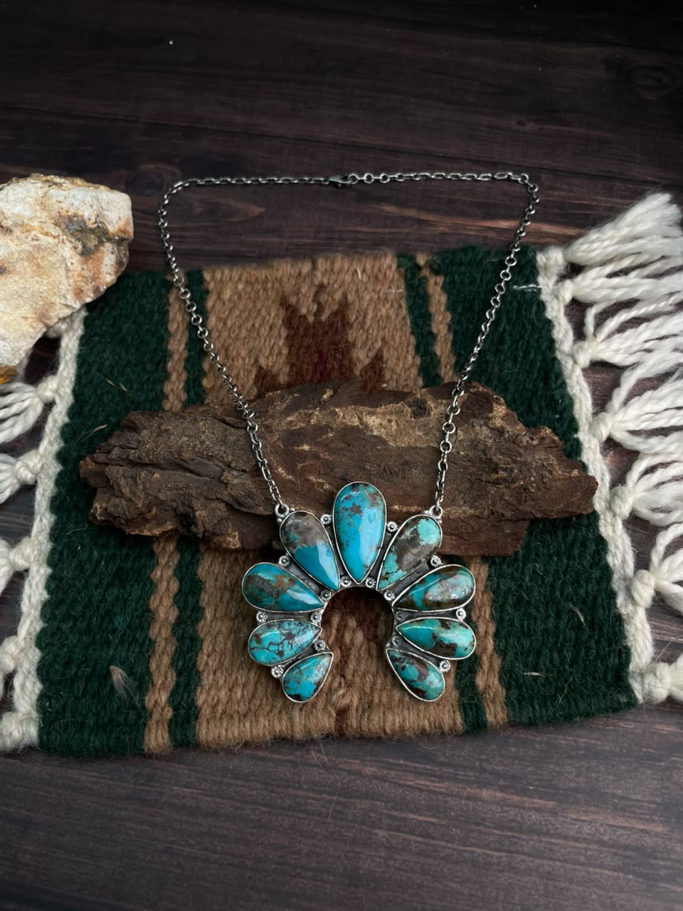 Handmade Sterling Silver Crimson Cowgirl Turquoise Collection: Naja Necklace Signed Nizhoni