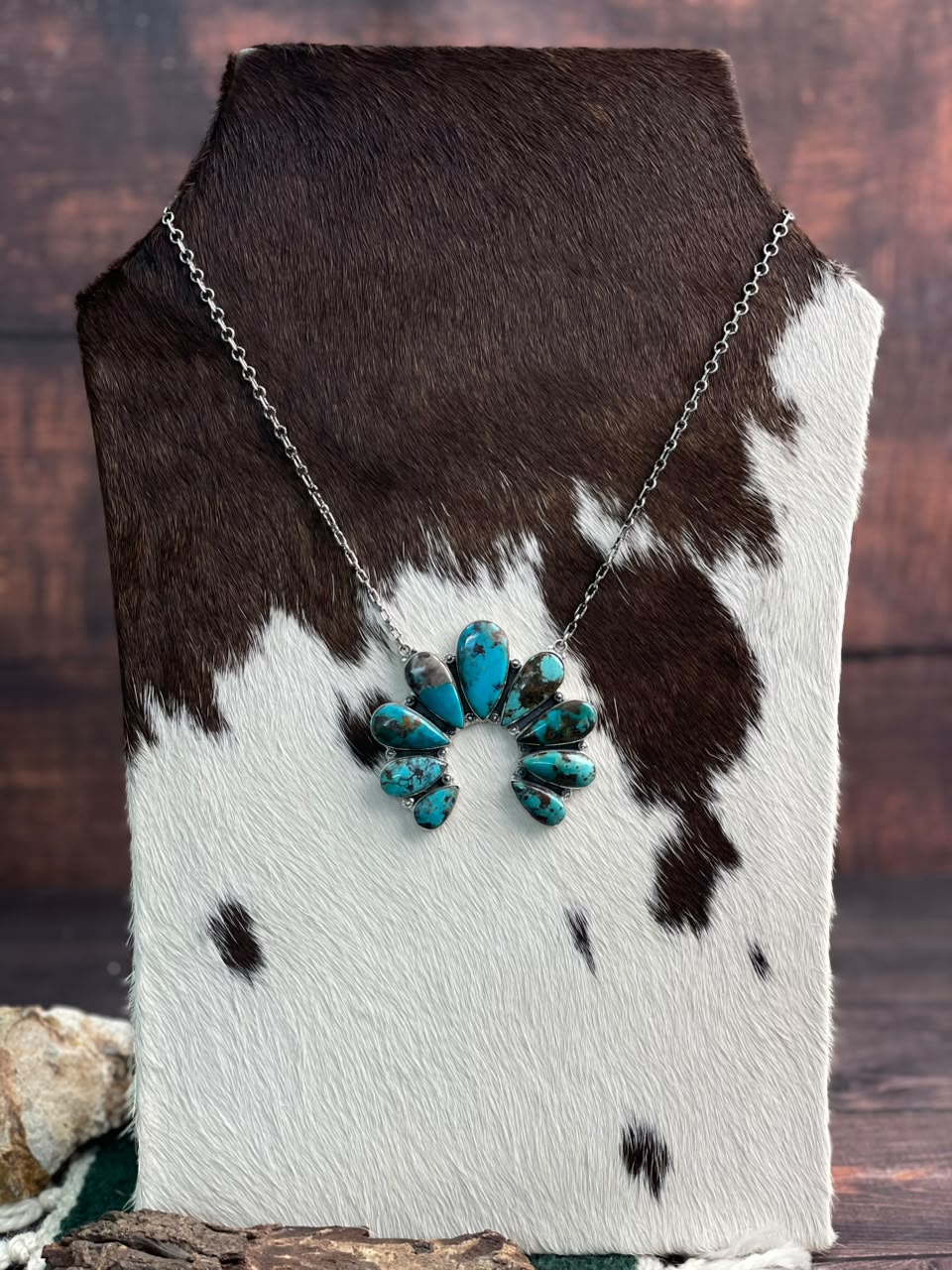 Handmade Sterling Silver Crimson Cowgirl Turquoise Collection: Naja Necklace Signed Nizhoni