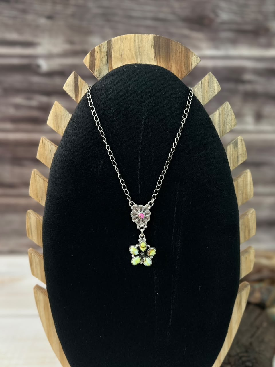 Handmade Sterling Silver Palomino Turquoise with Cotton Candy Necklace Signed Nizhoni