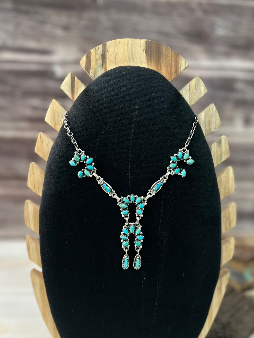 Handmade Sterling Silver Kingman Turquoise Necklace Signed Nizhoni