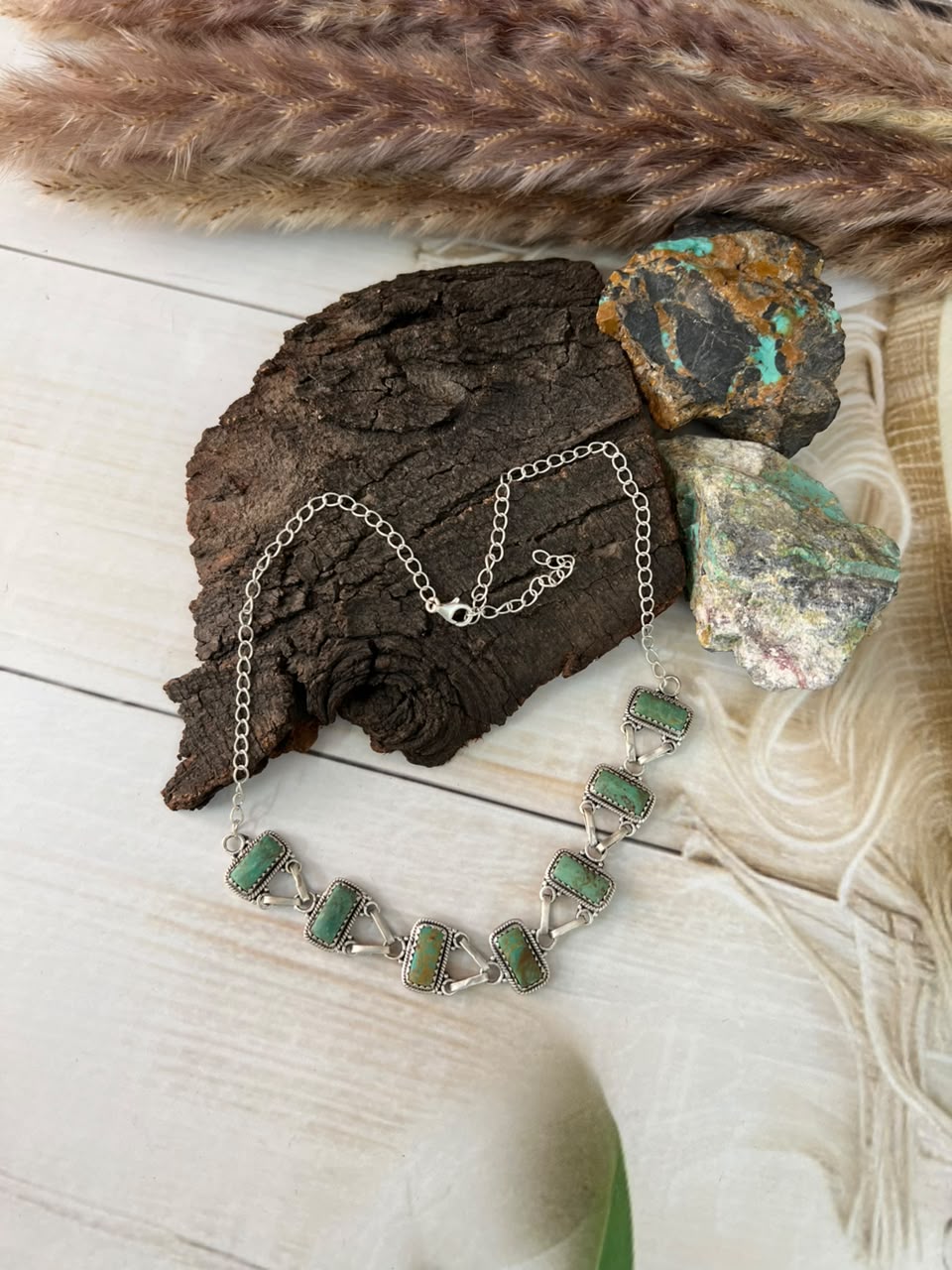 Handmade Sterling Silver Royston Turquoise Choker Necklace Signed Nizhoni