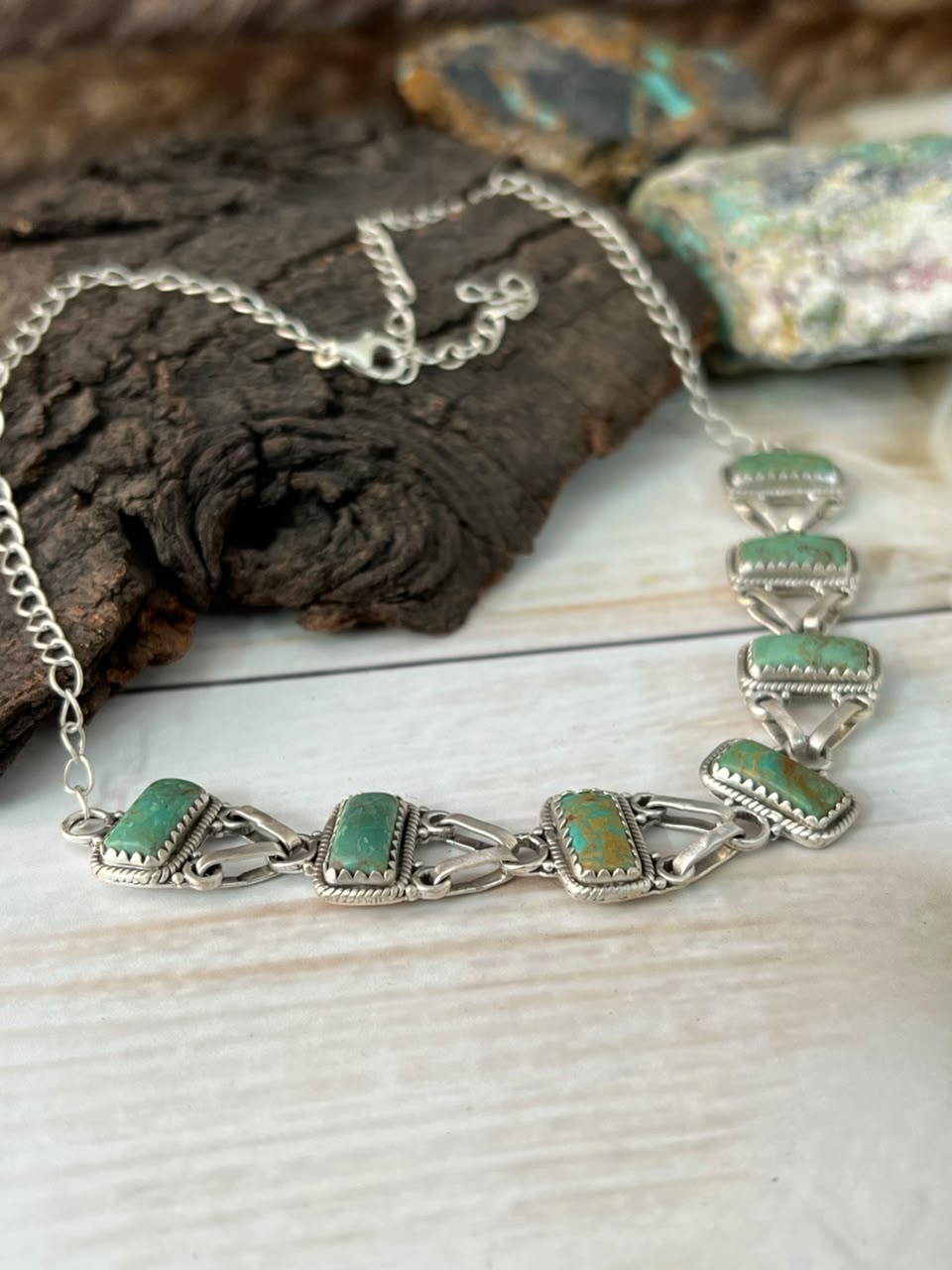 Handmade Sterling Silver Royston Turquoise Choker Necklace Signed Nizhoni