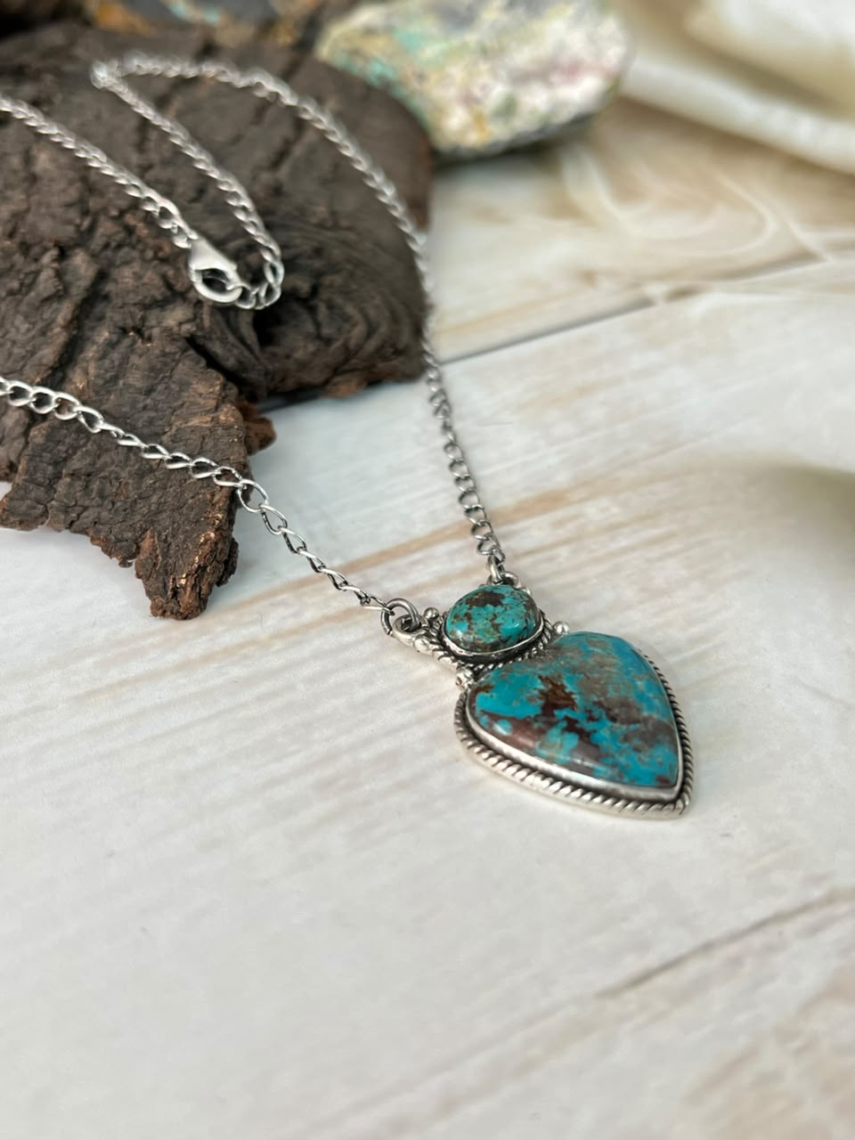 Handmade Sterling Silver Crimson Cowgirl Turquoise Collection: Necklace Signed Nizhoni