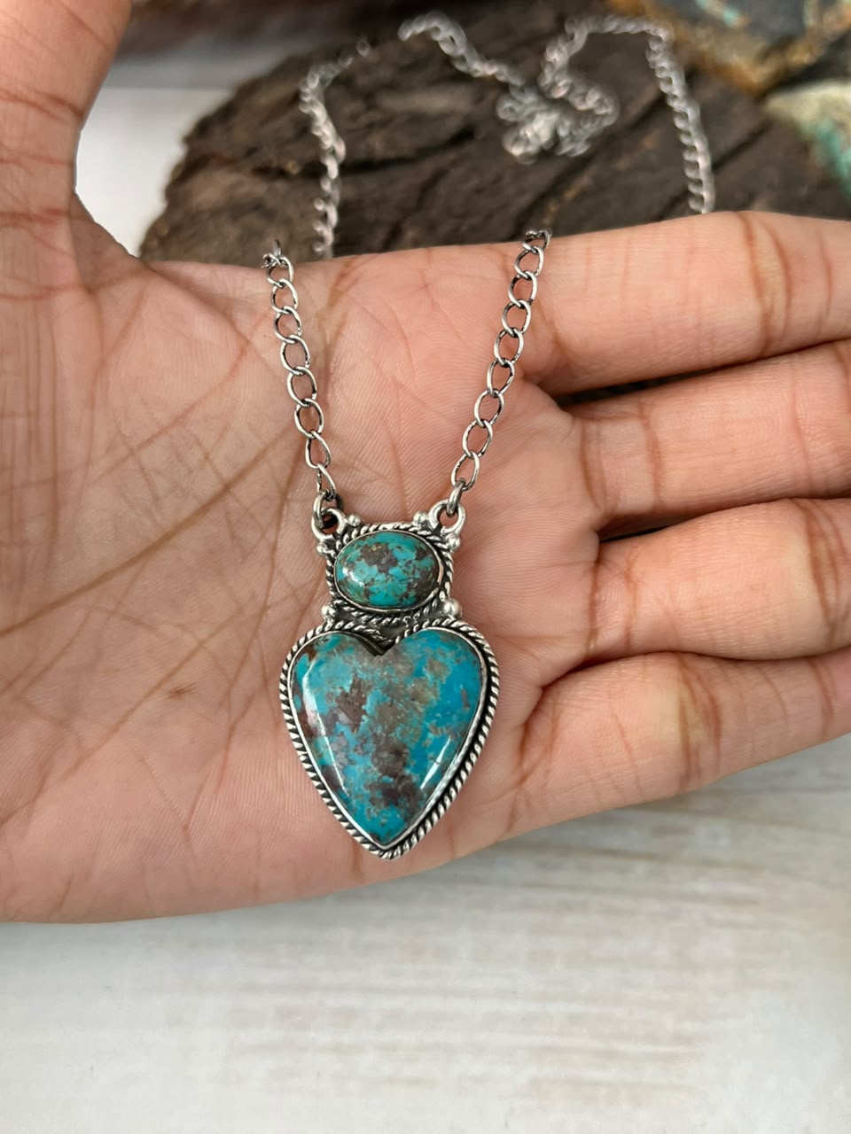 Handmade Sterling Silver Crimson Cowgirl Turquoise Collection: Necklace Signed Nizhoni