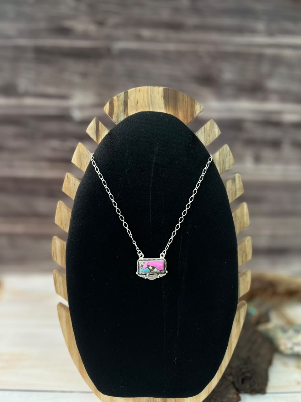 Handmade Sterling Silver Cotton Candy Necklace Signed Nizhoni