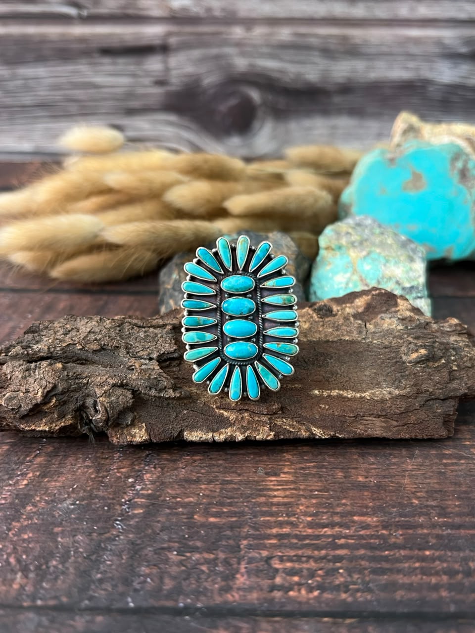 Handmade Sterling Silver Kingman Turquoise Adjustable Ring Signed Nizhoni (8)