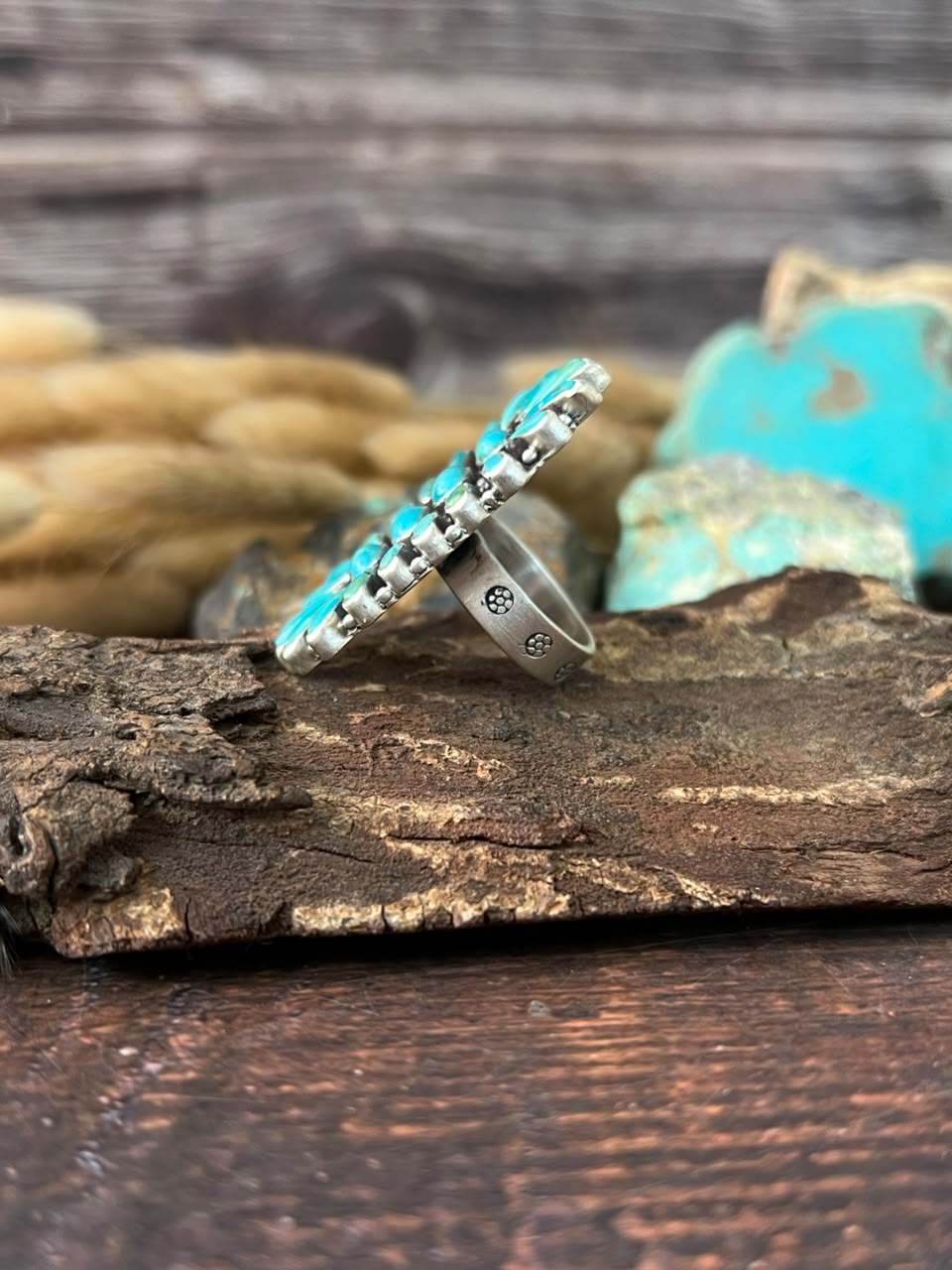 Handmade Sterling Silver Kingman Turquoise Adjustable Ring Signed Nizhoni (8)