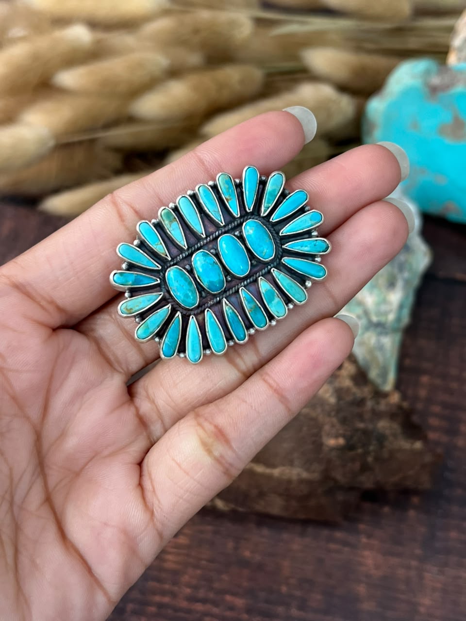 Handmade Sterling Silver Kingman Turquoise Adjustable Ring Signed Nizhoni (8)