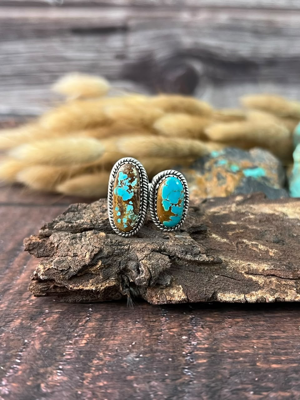 Handmade Sterling Silver Royston Ribbon Turquoise Adjustable Ring Signed Nizhoni