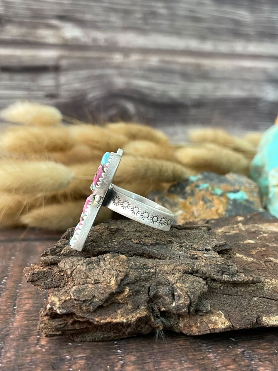 Handmade Sterling Silver Cotton Candy Cobble Stone Adjustable Ring Signed Nizhoni