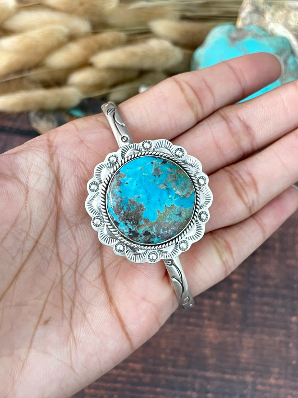 Handmade Sterling Silver Sierra Nevada Cuff Bracelet Signed Nizhoni