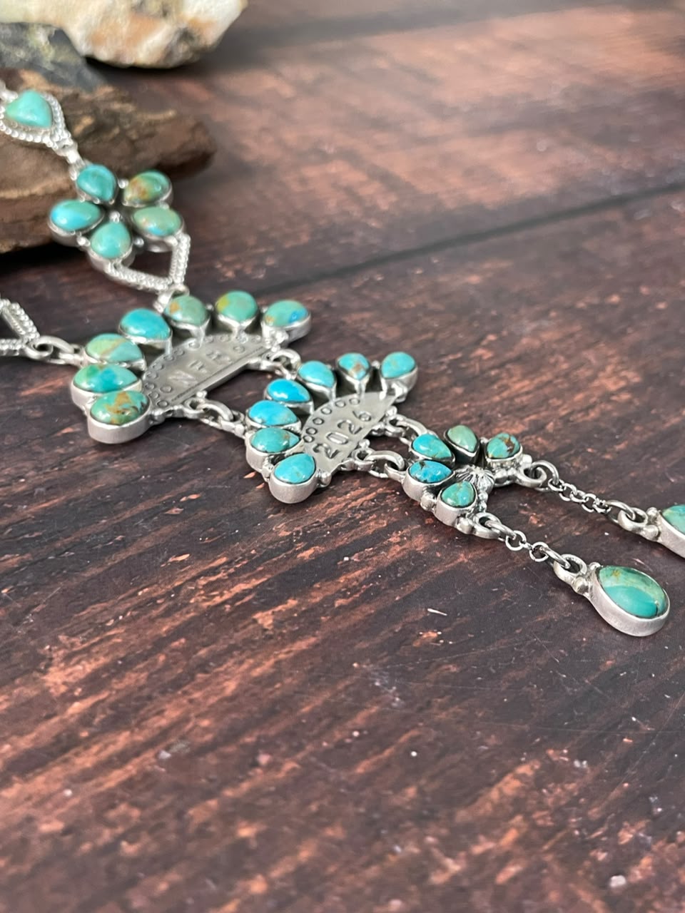 Handmade Sterling Silver Kingman Turquoise NFR Collection: Necklace Signed Nizhoni