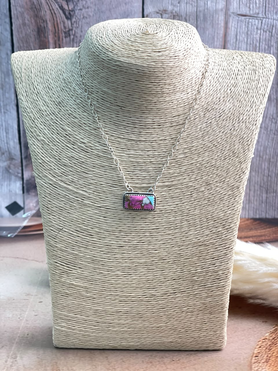 Handmade Sterling Silver Cotton Candy Necklace Signed Nizhoni