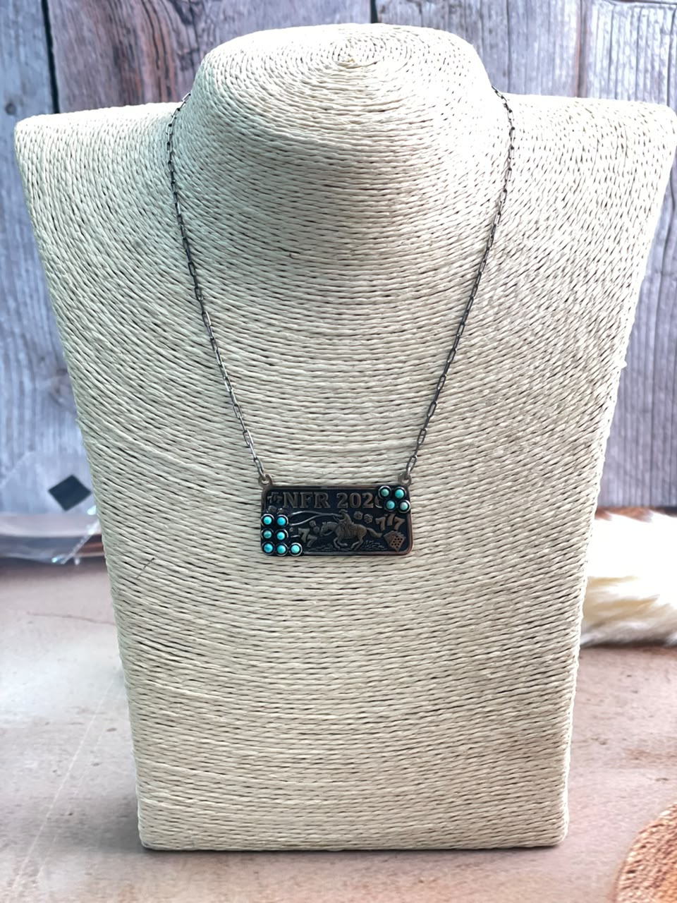 Handmade Sterling Silver Kingman Turquoise NFR Collection: Necklace Signed Nizhoni