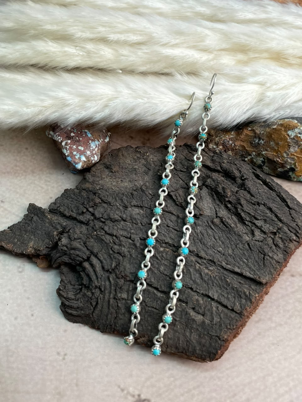 Handmade Sterling Silver Kingman Turquoise Hook Dangle Earrings