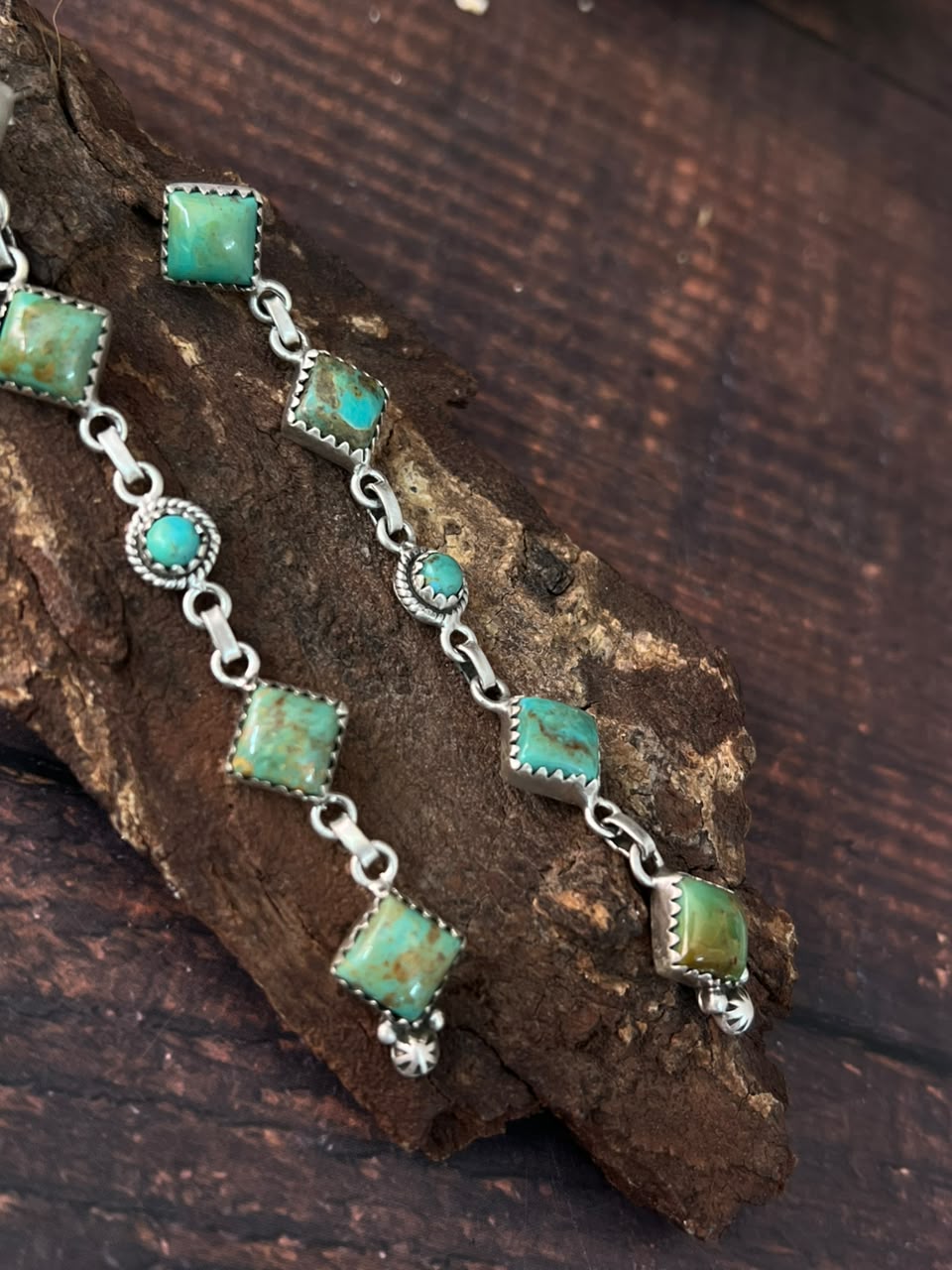Handmade Sterling Silver Royston Turquoise Post Dangle Earrings Signed Nizhoni