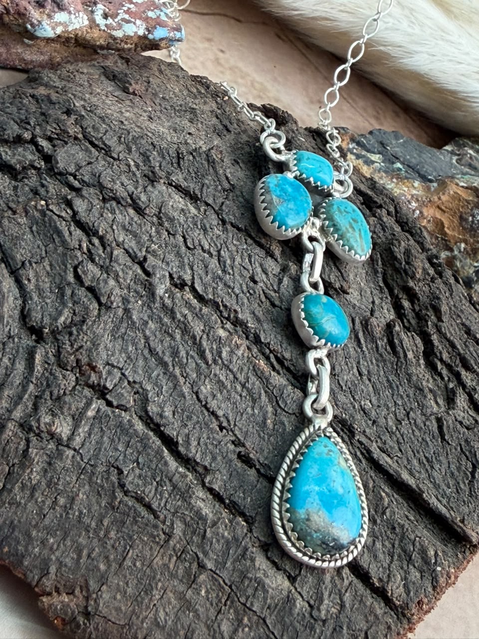Handmade Sterling Silver Ithaca Peak Turquoise Necklace Signed Nizhoni