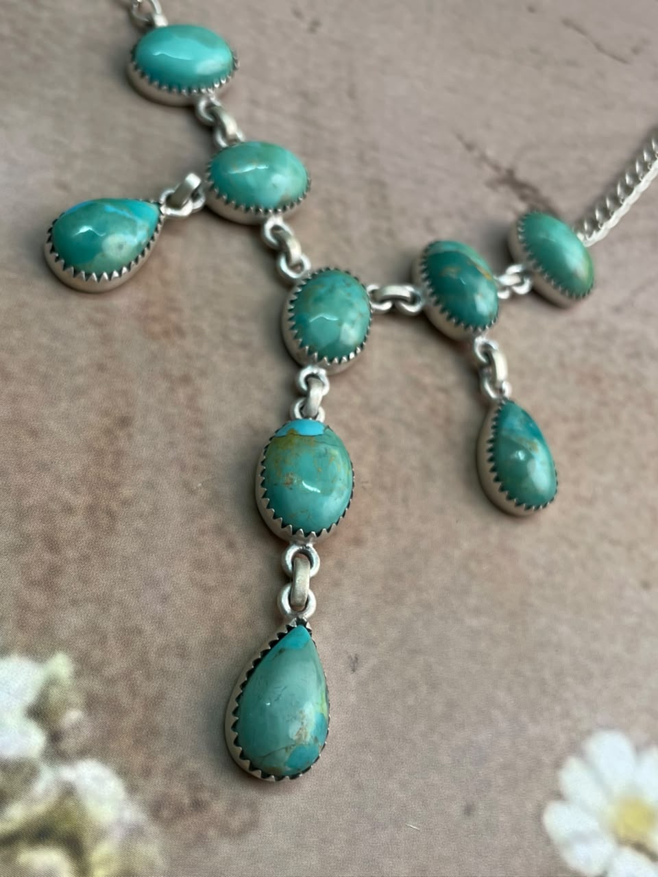 Handmade Sterling Silver Kingman Turquoise Choker Necklace Signed Nizhoni