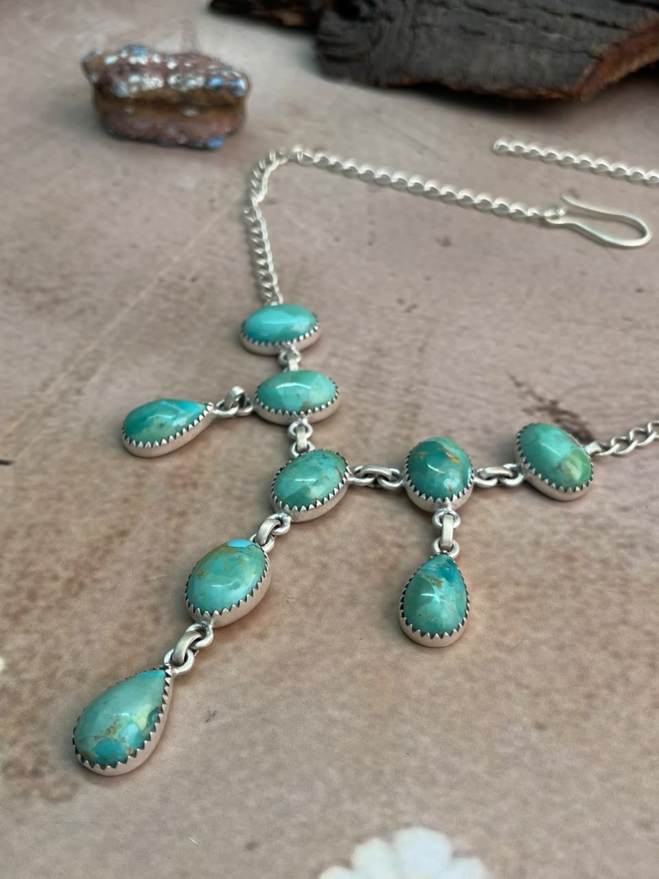 Handmade Sterling Silver Kingman Turquoise Choker Necklace Signed Nizhoni
