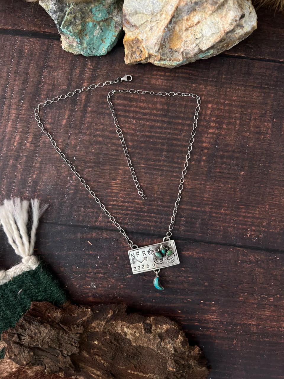 Handmade Sterling Silver Kingman Turquoise NFR Collection: Necklace Signed Nizhoni
