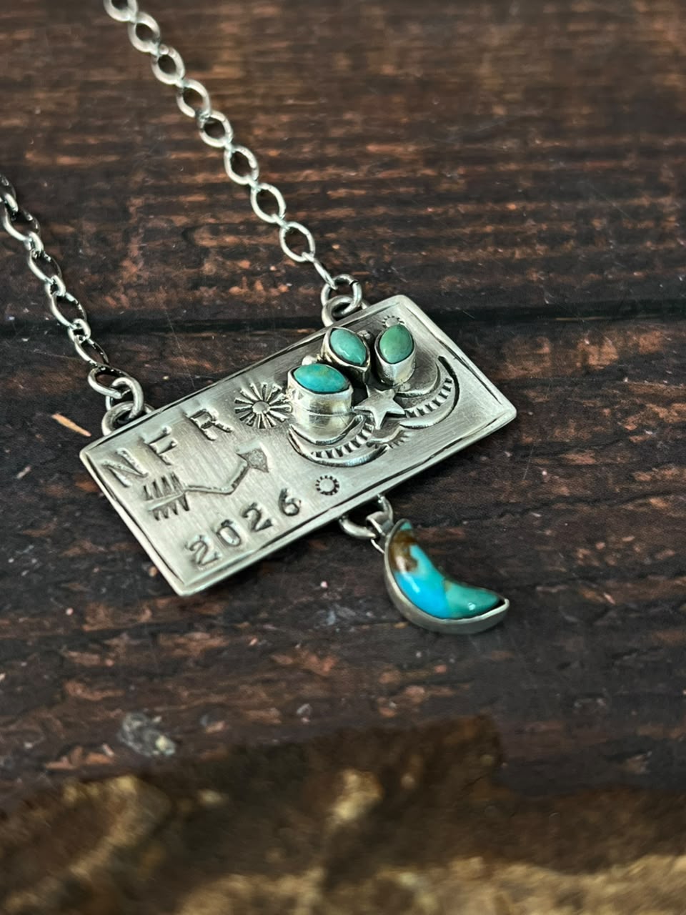 Handmade Sterling Silver Kingman Turquoise NFR Collection: Necklace Signed Nizhoni