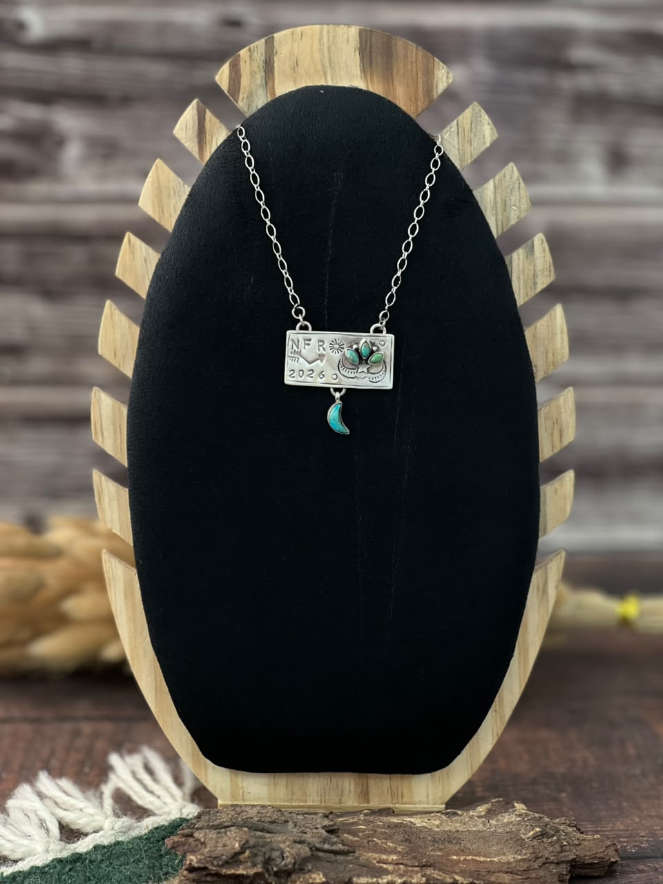 Handmade Sterling Silver Kingman Turquoise NFR Collection: Necklace Signed Nizhoni