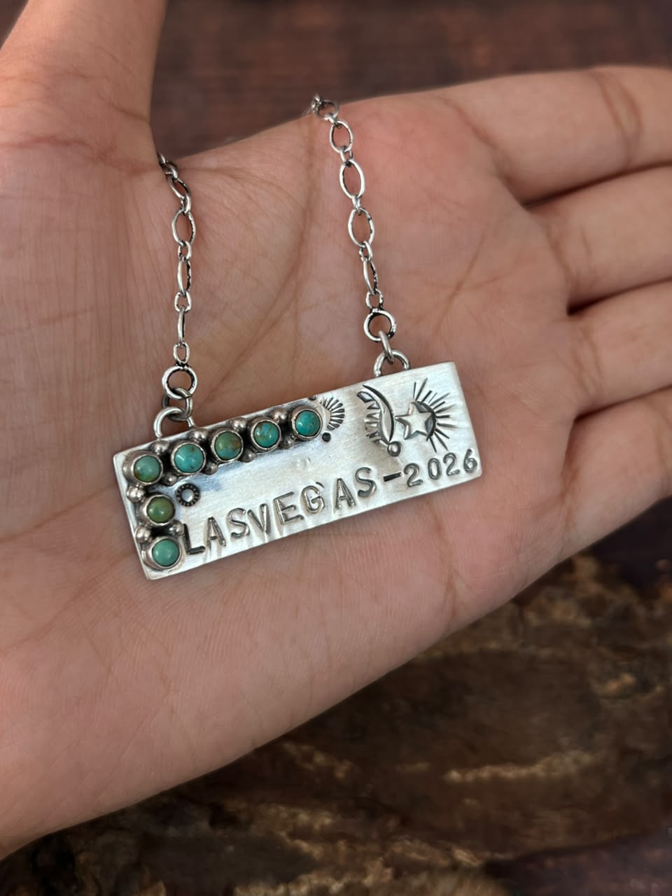 Handmade Sterling Silver Kingman Turquoise NFR Collection: Necklace Signed Nizhoni