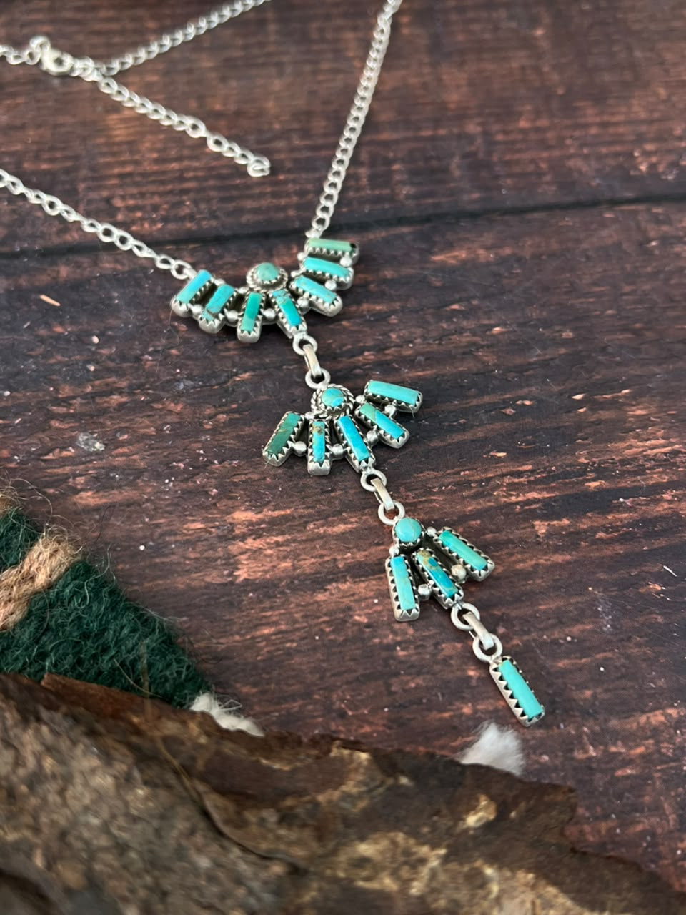 Handmade Sterling Silver Kingman Turquoise Necklace Signed Nizhoni