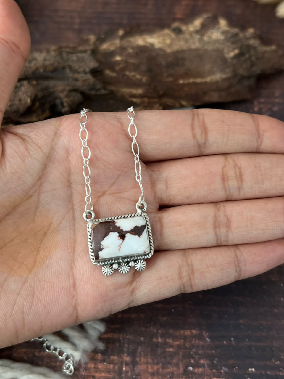 Handmade Sterling Silver Wildhorse Necklace Signed Nizhoni