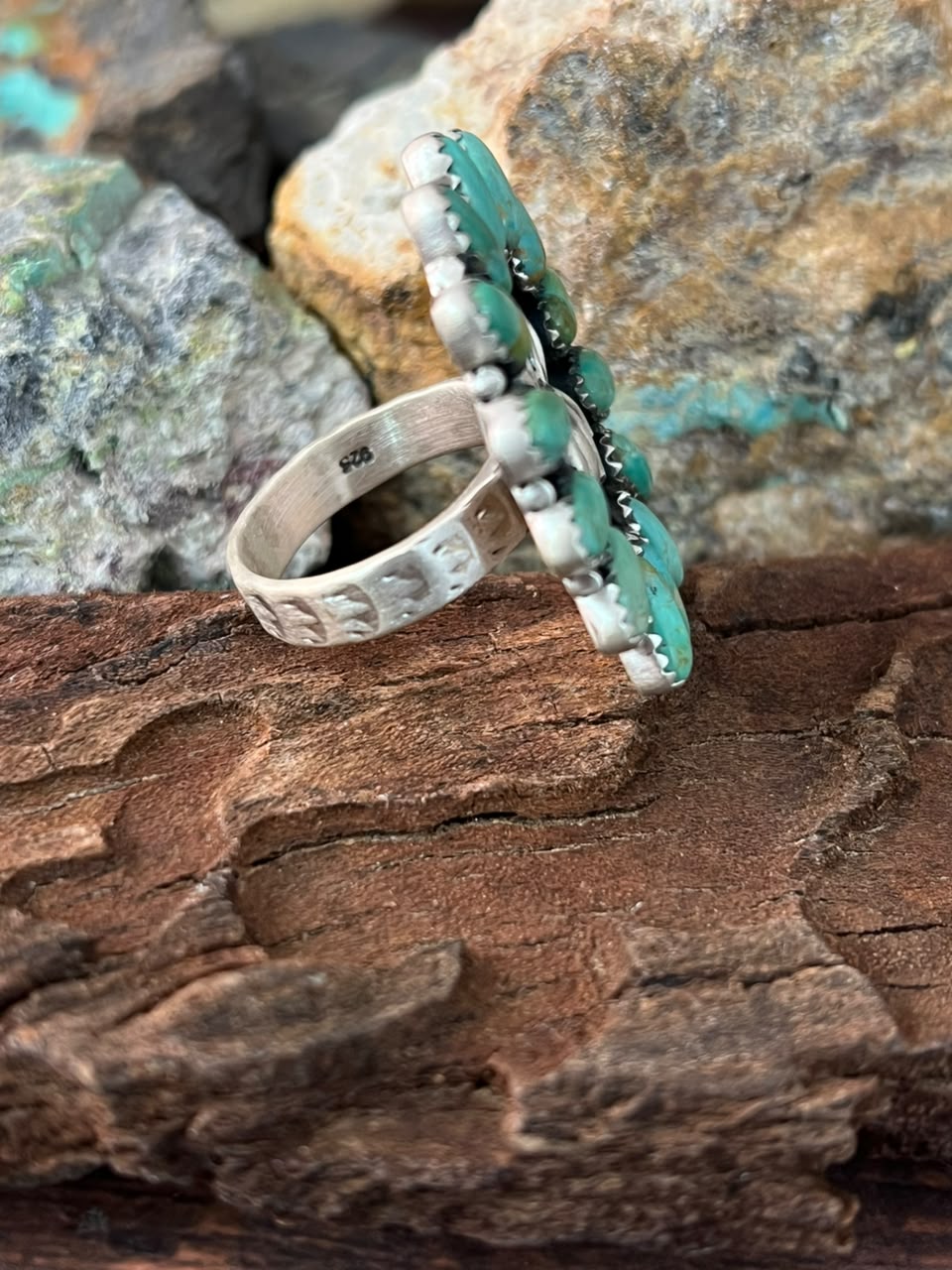 Handmade Sterling Silver Kingman Turquoise Halloween Collection: Adjustable Ring Signed Nizhoni
