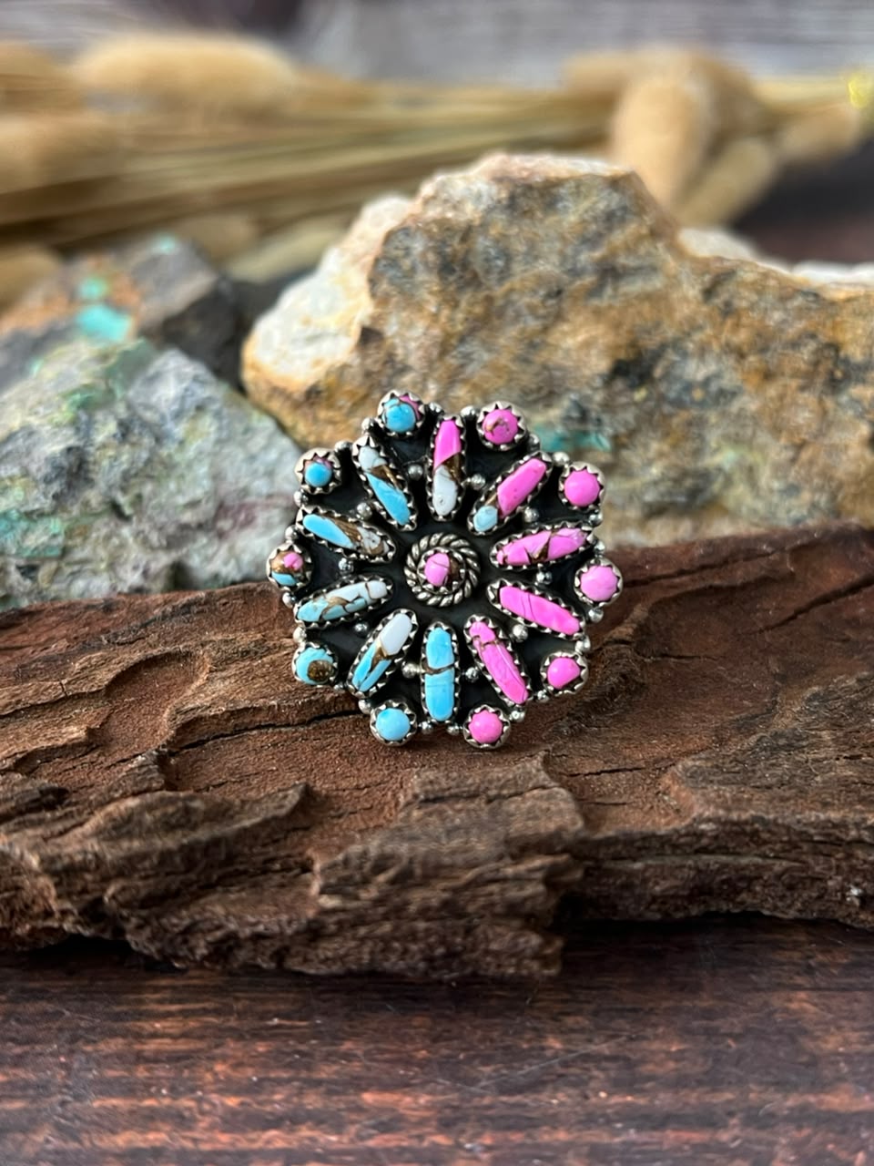Handmade Sterling Silver Cotton Candy Adjustable Ring Signed Nizhoni