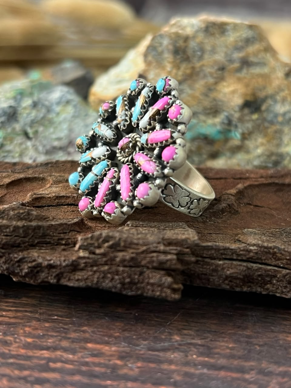 Handmade Sterling Silver Cotton Candy Adjustable Ring Signed Nizhoni