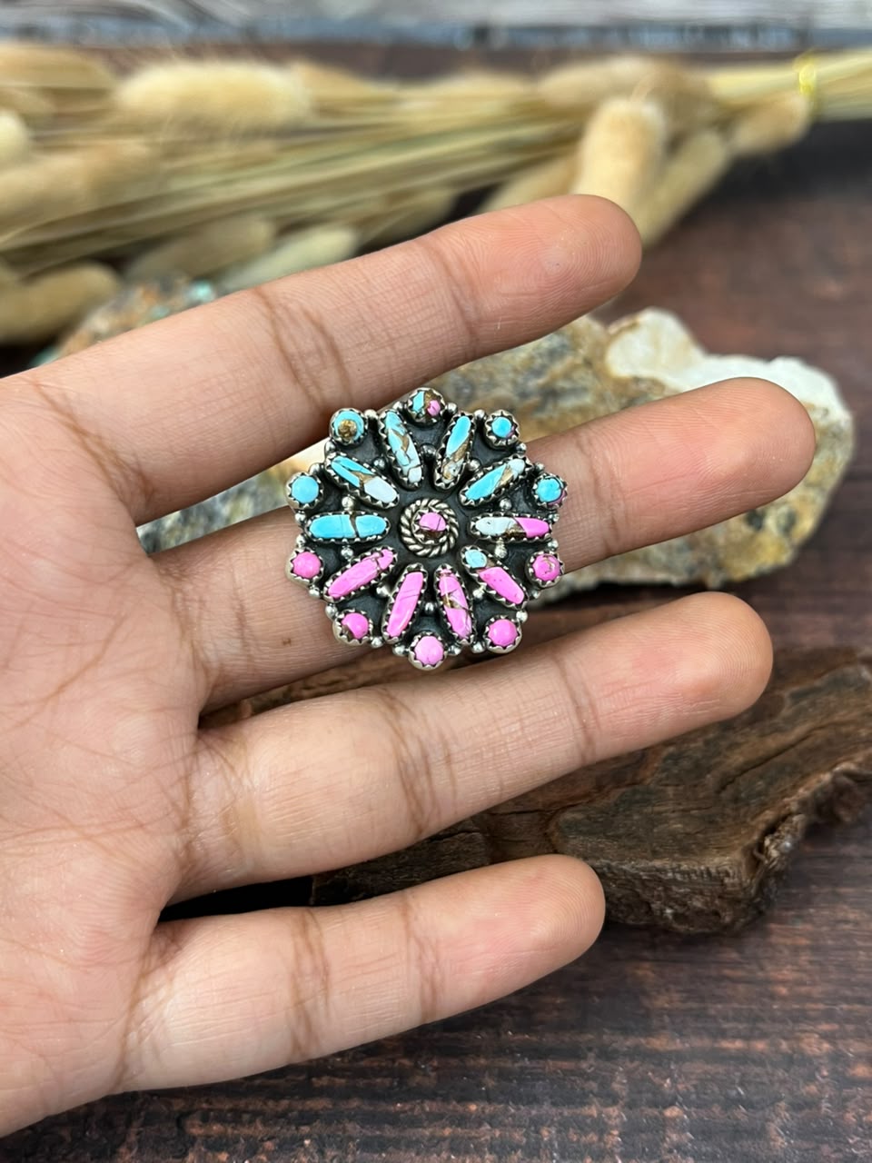 Handmade Sterling Silver Cotton Candy Adjustable Ring Signed Nizhoni