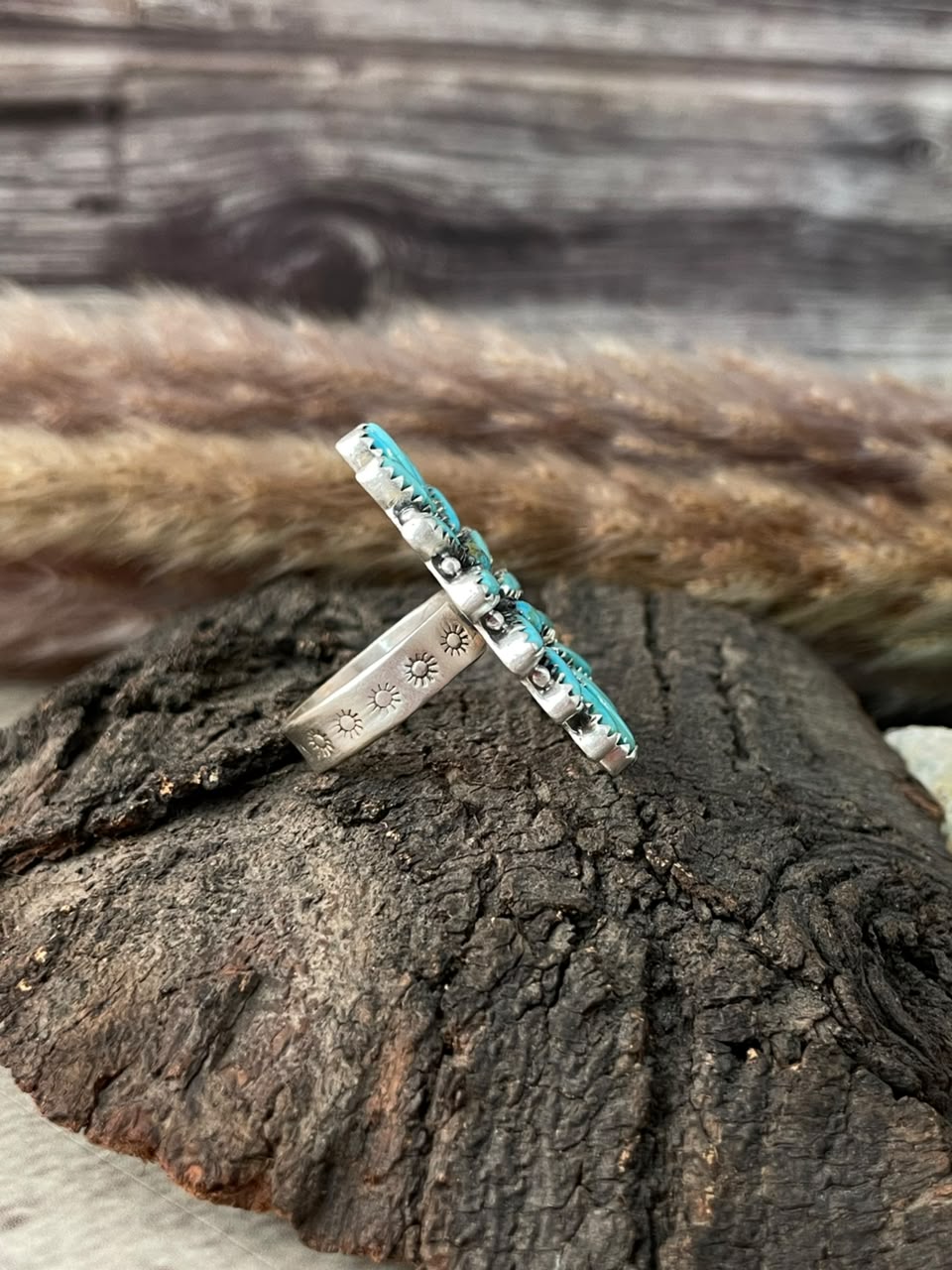 Handmade Sterling Silver Kingman Turquoise Adjustable Ring Signed Nizhoni