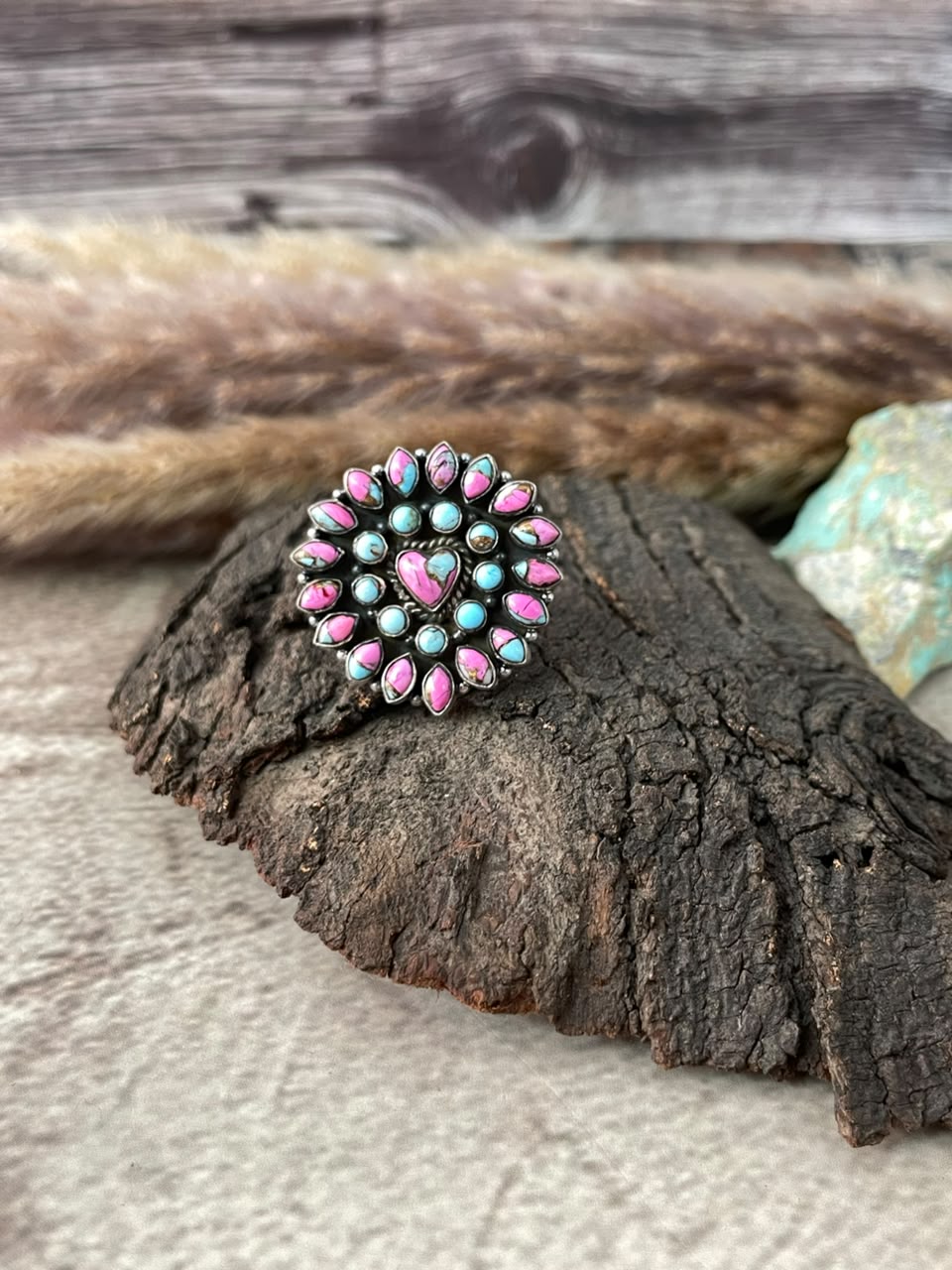 Handmade Sterling Silver Cotton Candy Adjustable Ring Signed Nizhoni (1)