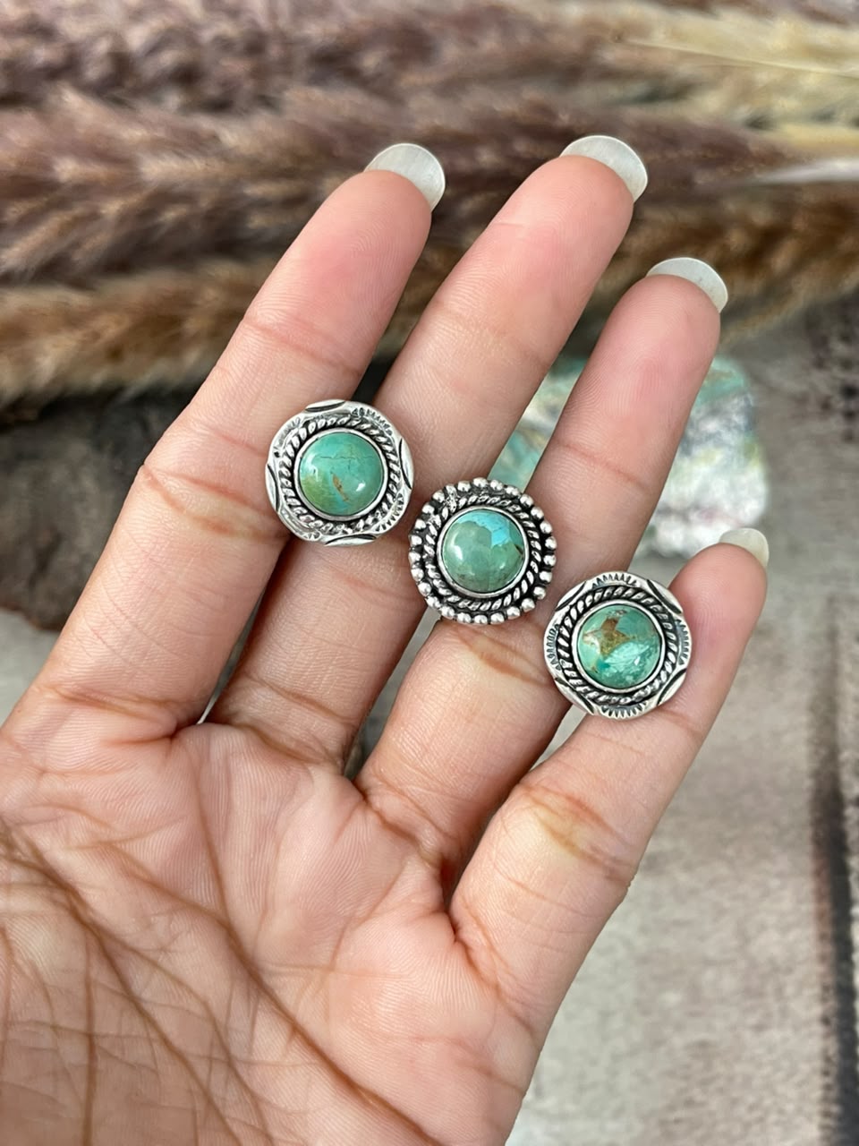 Handmade Sterling Silver Kingman Turquoise Adjustable Ring Signed Nizhoni