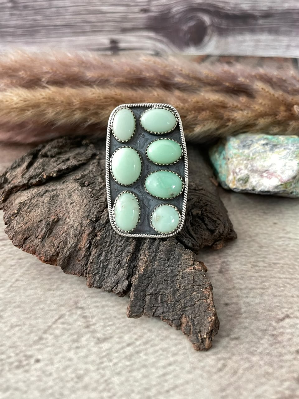 Handmade Sterling Silver Paloma Turquoise Adjustable Ring Signed Nizhoni