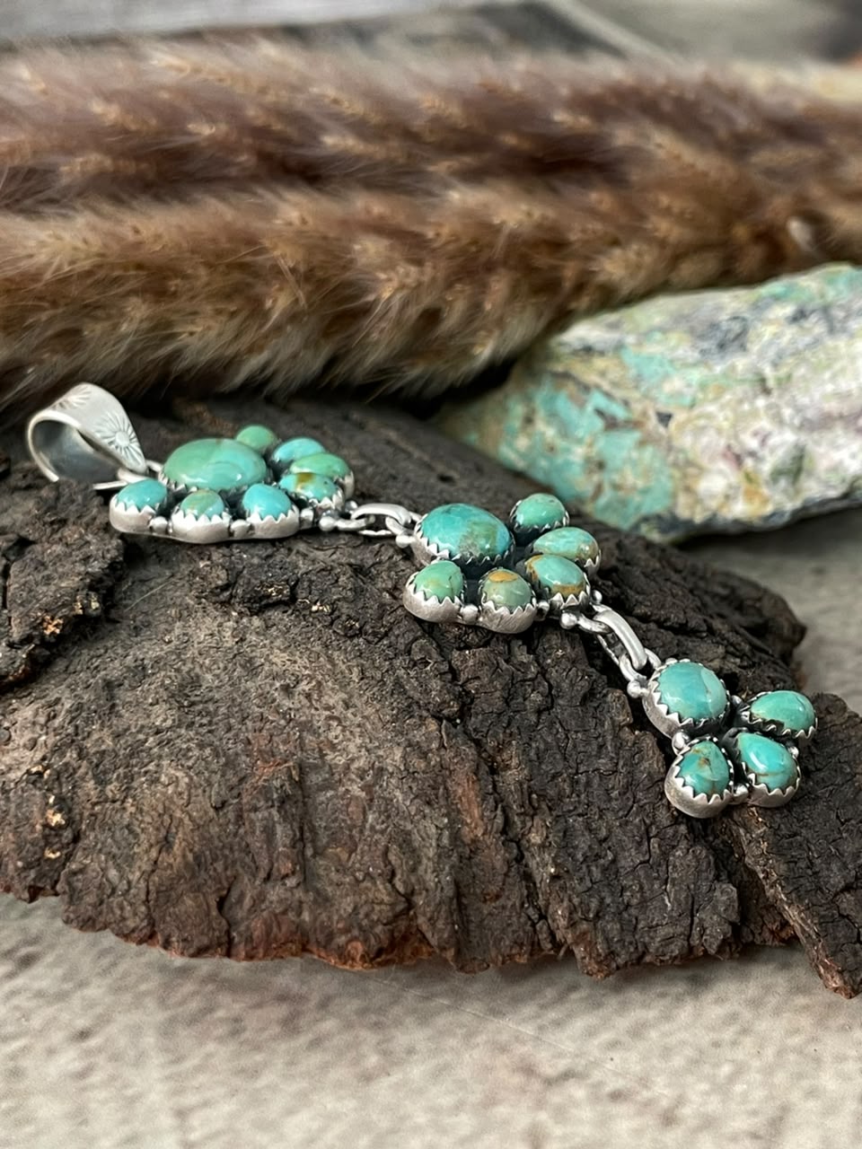 Handmade Sterling Silver Kingman Turquoise Pendant Signed Nizhoni
