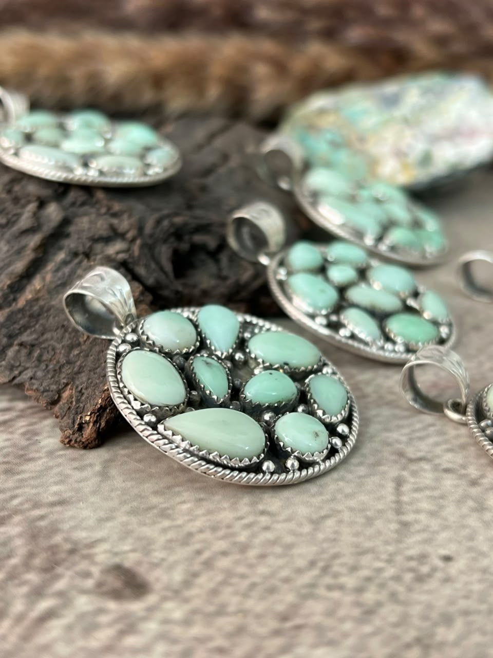 Handmade Sterling Silver Paloma Turquoise Pendant Signed Nizhoni