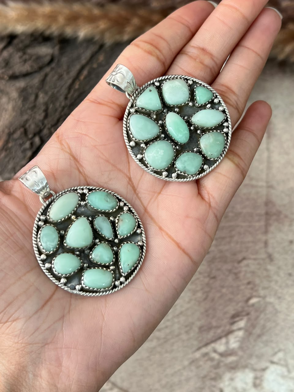 Handmade Sterling Silver Paloma Turquoise Pendant Signed Nizhoni