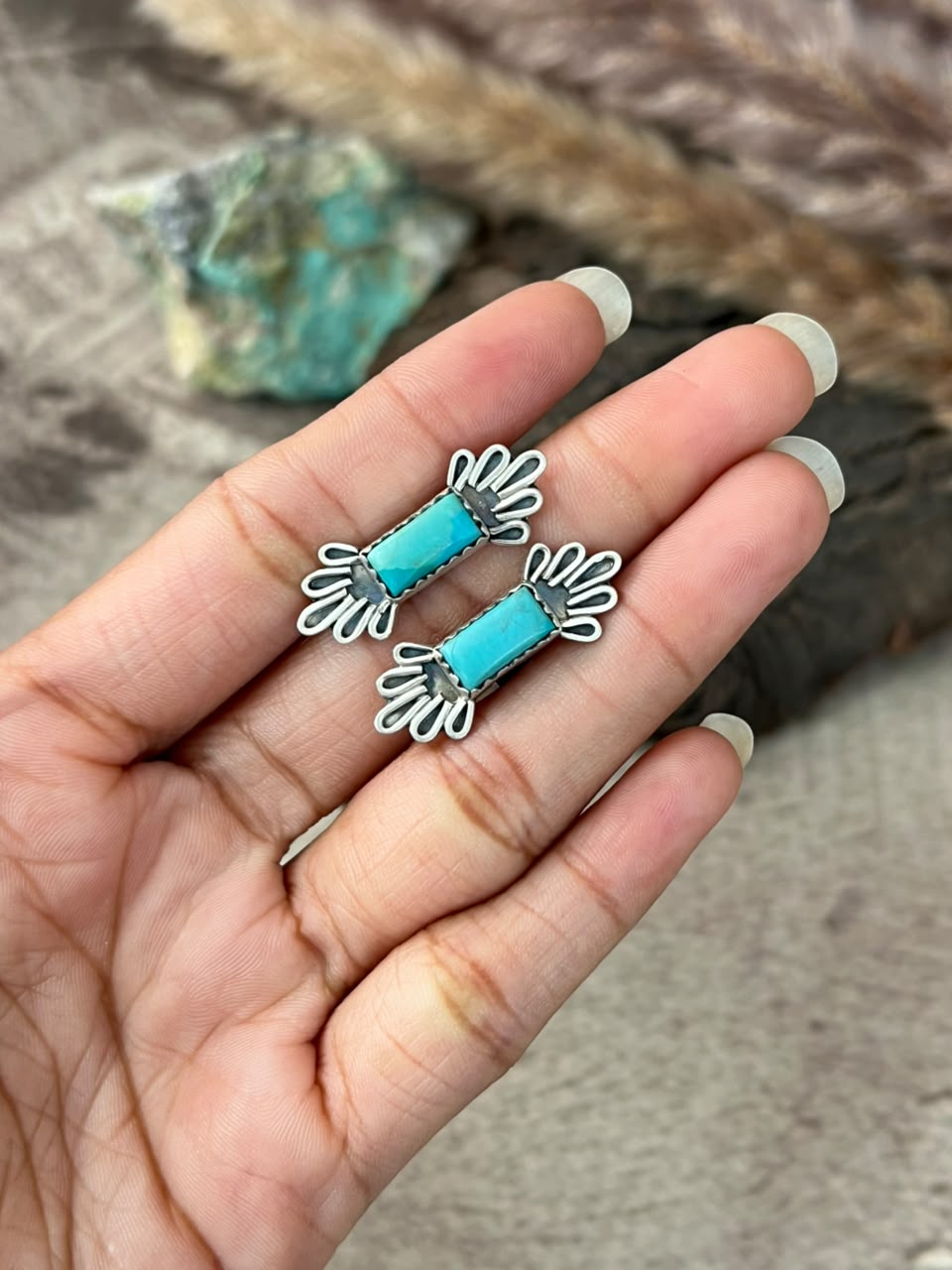 Handmade Sterling Silver Kingman Turquoise Adjustable Ring Signed Nizhoni