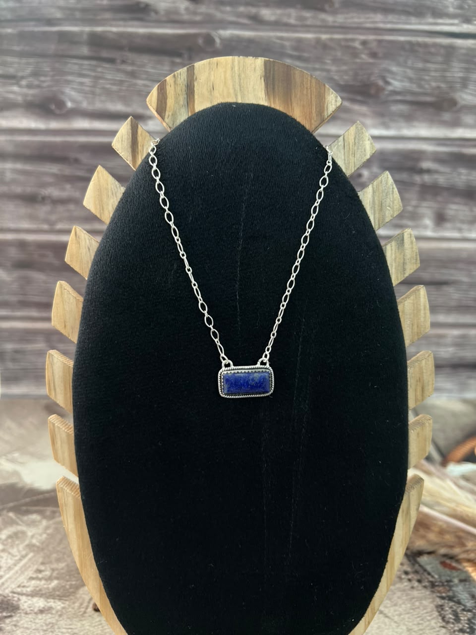 Handmade Sterling Silver Lapis Necklace Signed Nizhoni
