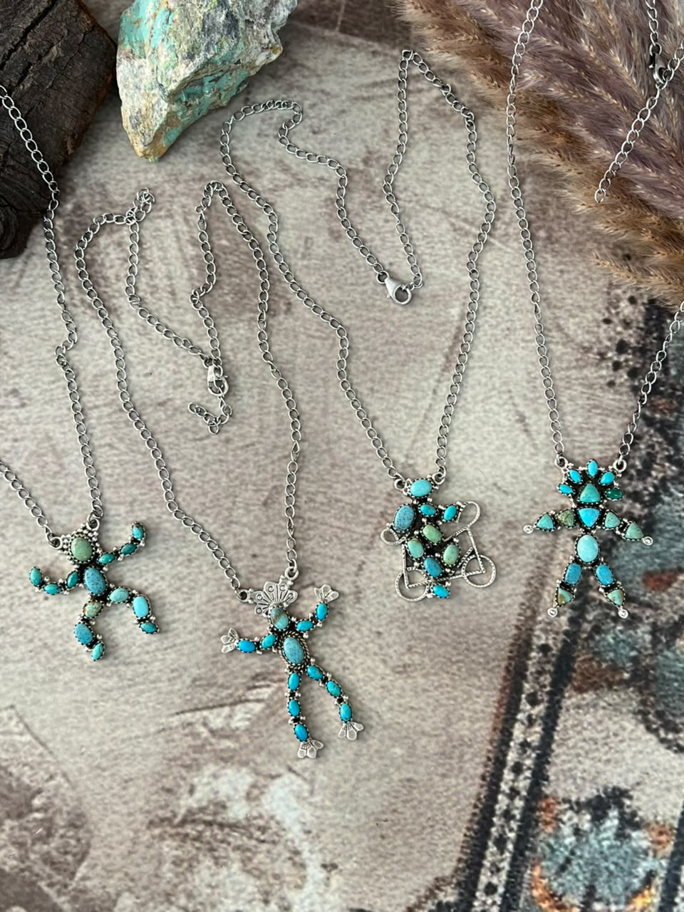 Handmade Sterling Silver Kingman Turquoise Necklace Signed Nizhoni