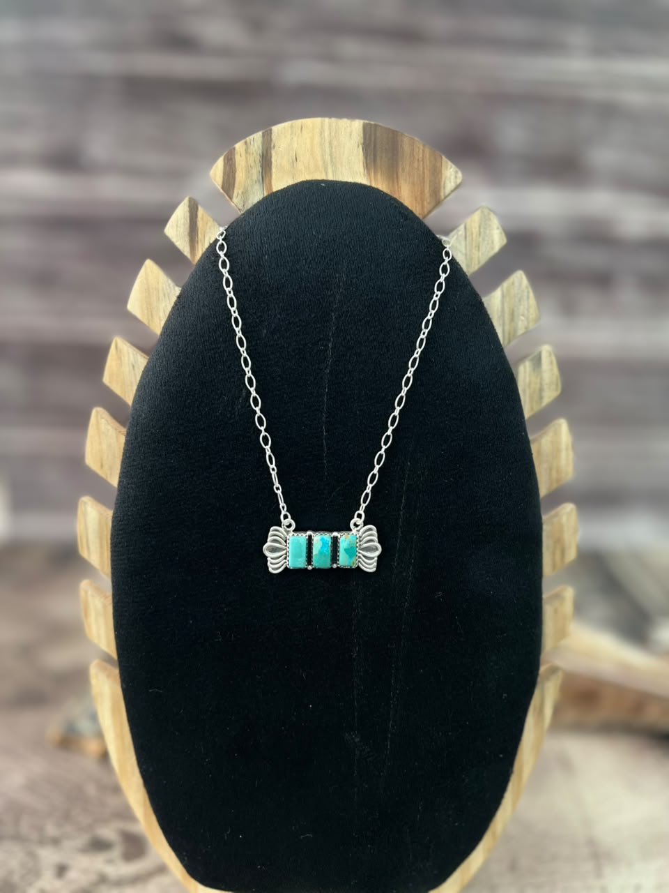 Handmade Sterling Silver Kingman Turquoise Necklace Signed Nizhoni