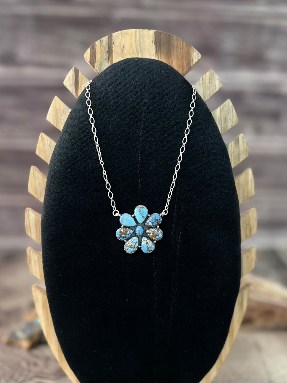 Handmade Sterling Silver Golden Hills Turquoise Necklace Signed Nizhoni