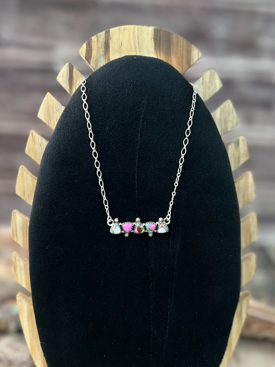 Handmade Sterling Silver Cotton Candy Necklace Signed Nizhoni