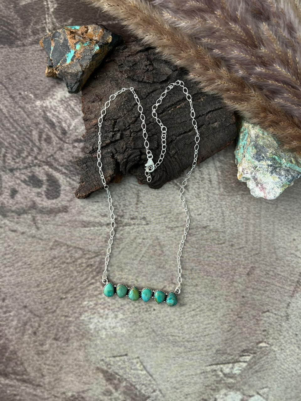Handmade Sterling Silver Kingman Turquoise Necklace Signed Nizhoni